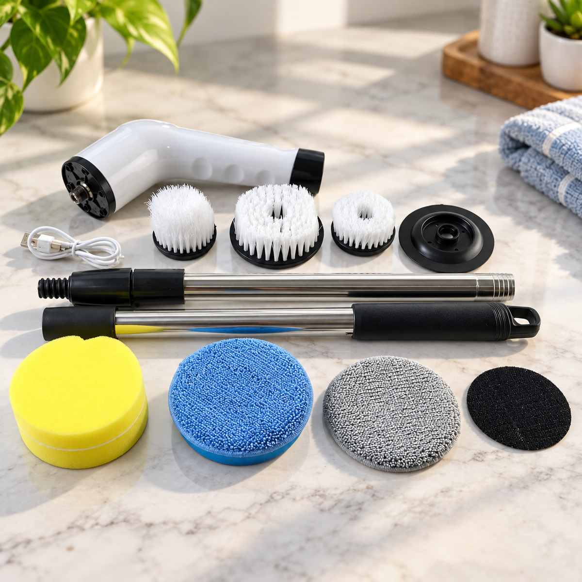 9 in 1 Electric Spin Scrubber (1 Set) | Powerful Cleaning, Less Effort