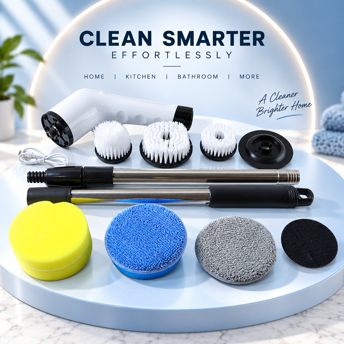 9 in 1 Electric Spin Scrubber (1 Set) | Powerful Cleaning, Less Effort