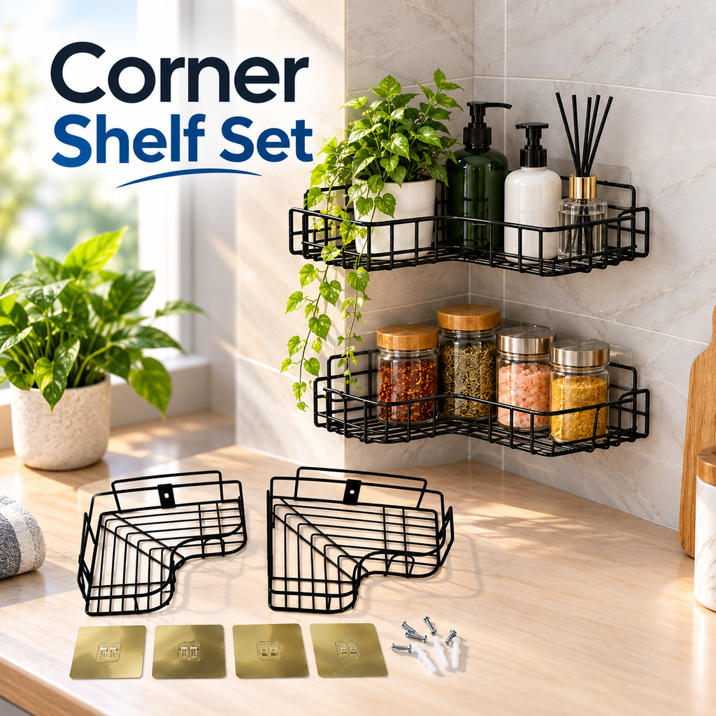 Metal Shower Shelf Shower Shelf Without Drilling (2 Pc) | Easy Install | Maximum Storage | Zero Hassle