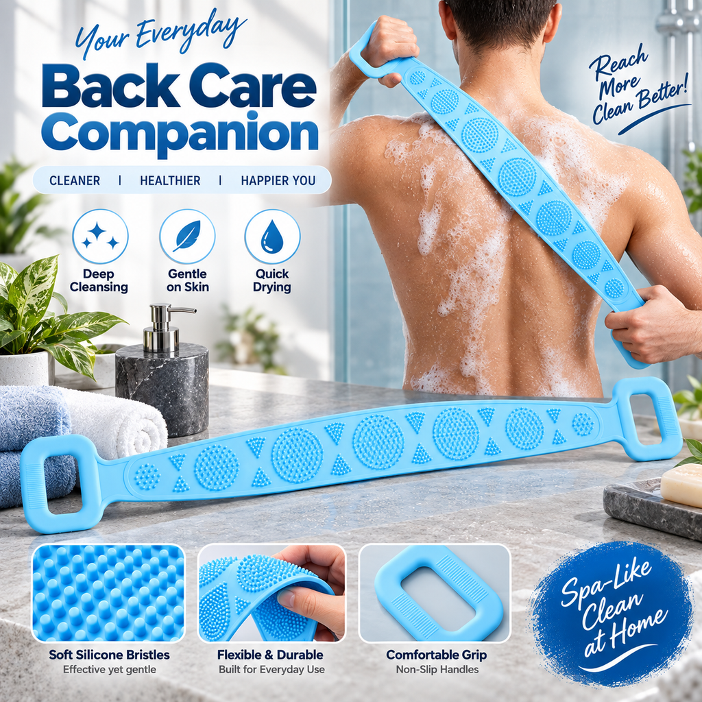 Long Silicone Body Back Scrubber Belt For Bath (1 Pc)