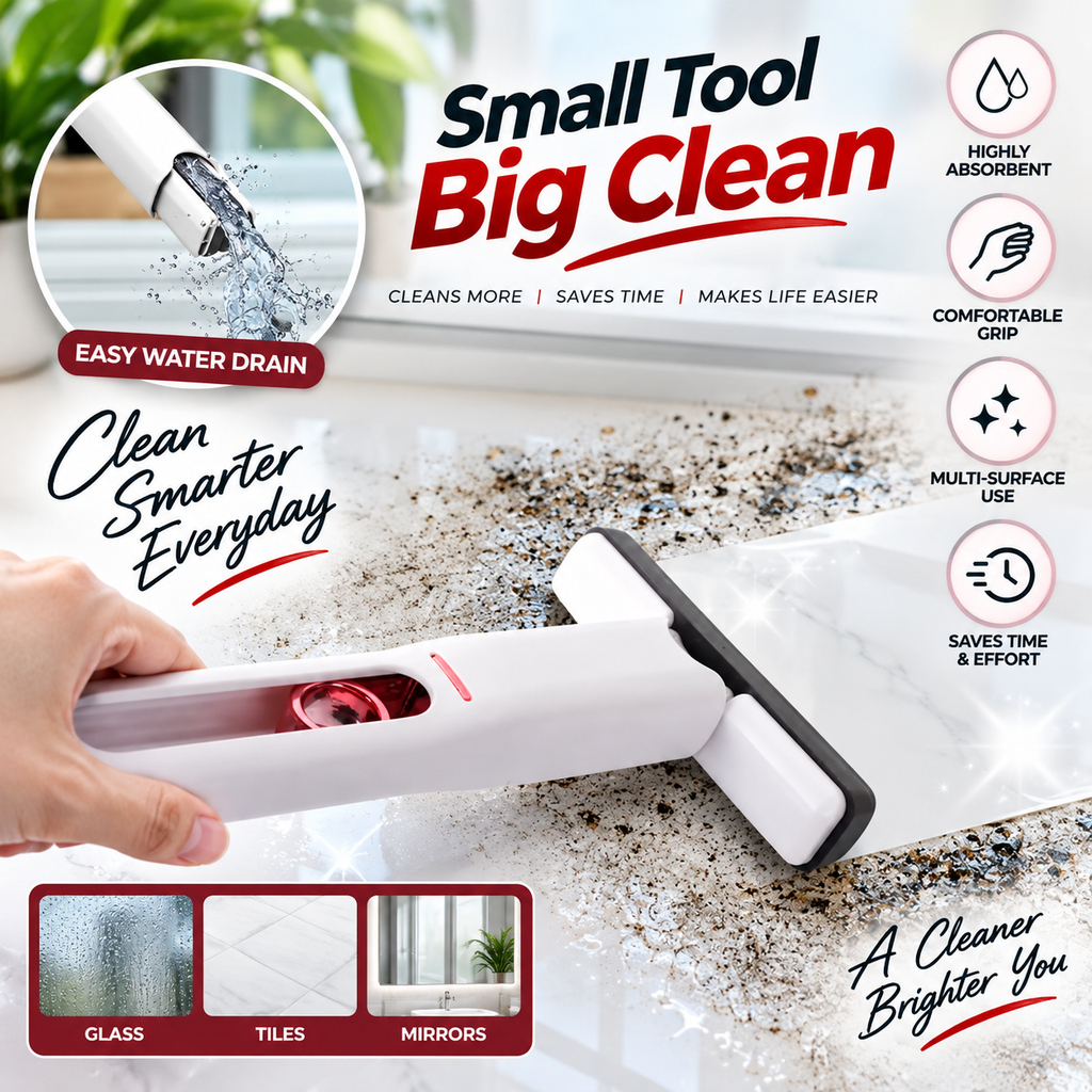 Premium 2 in 1 Window Car Windshield Wiper (1 Pc) | Streak Free Glass Cleaning, Water & Dust Remover | Easy Grip Multi Surface Cleaning Tool