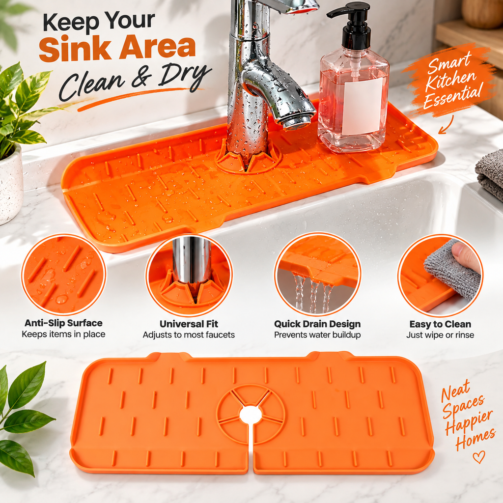 Silicone Sink Faucet Pad Drip Protector Splash Guard | The Smart Sink Upgrade Every Kitchen Needs
