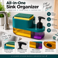 3 in 1 Soap Pump Dispenser for Kitchen | Liquid Dishwashing Soap Dispenser with Sponge Holder | Multipurpose Kitchen & Wash Basin Accessories | Premium Bathroom & Sink Organizer
